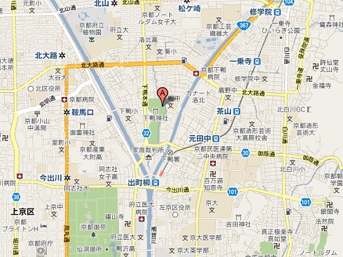 下鴨神社とその周辺の地図